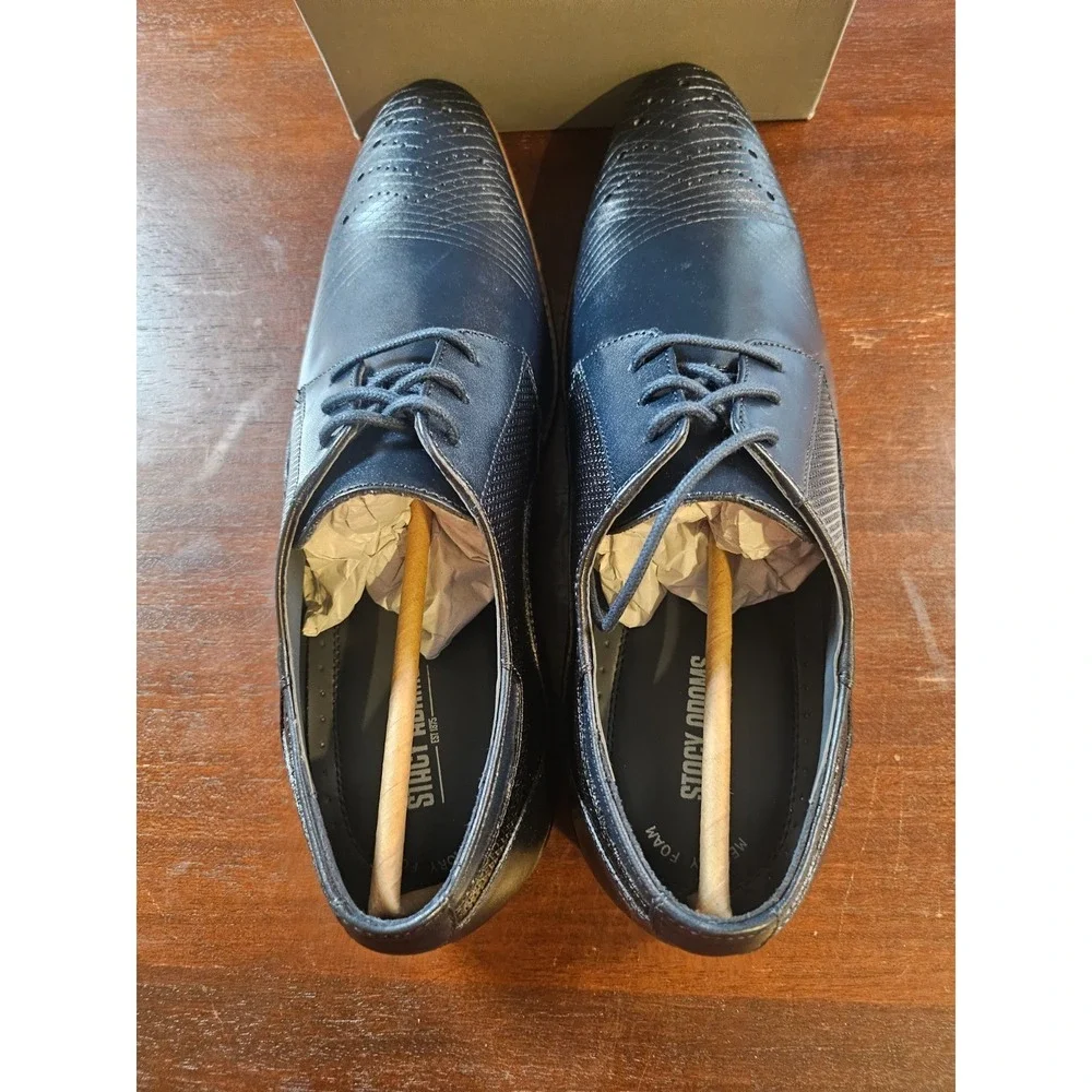 Stacy Adams Men's 11.5 Oxford Jovian Navy Marine Leather Dress Shoes 25504-410